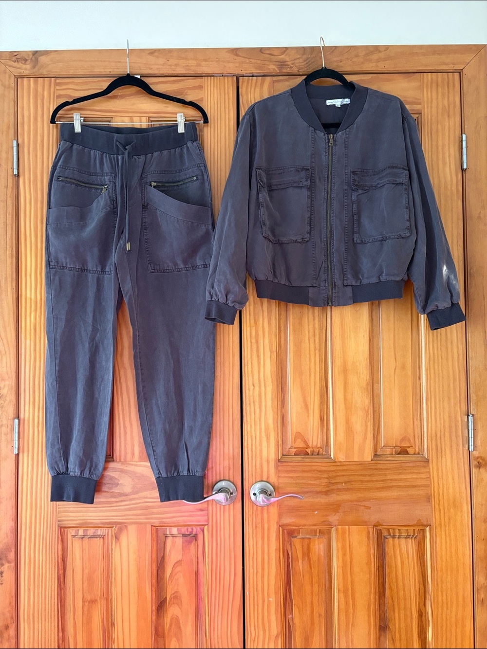 Young Fabulous & Broke Slate Gray Knit Bomber Jacket and Jogger Set